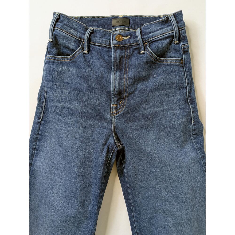 MOTHER Hustler Roller Heel 24 Blue High Rise Wide Leg Clean Hem Full Length 31" - Picture 4 of 15